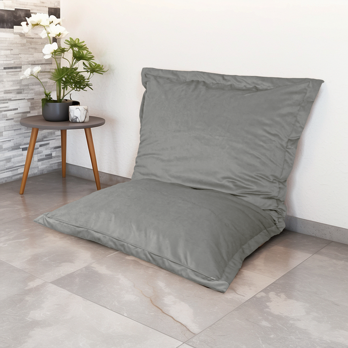 Pouf Coussin Géant XL 150x100 Gris Clair - Velours & Mousse (Luxe & Confort)