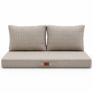 Ensemble Coussins Salon Jardin 100x50 Beige Chiné Noir - 1 Assise + 2 Dossiers (Premium 270g)