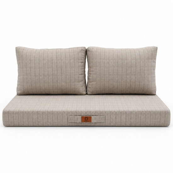 Conjunto de Cojines para Salón de Jardín 100x50 Beige Jaspeado Negro – vista frontal
