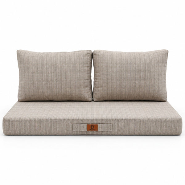 Ensemble Coussins Salon Jardin 100x50 Beige Chiné Noir – vue de face