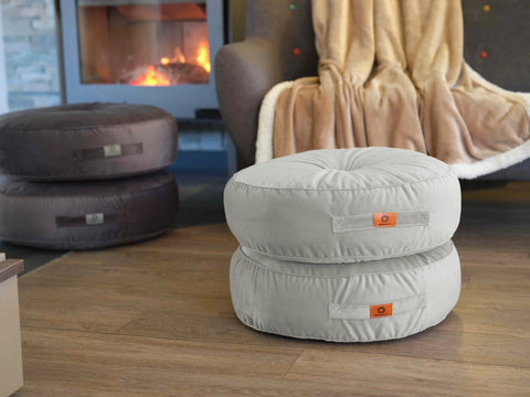 Lot de 2 coussins de sol en velours diamètre 50 lot de 2 - gris clair