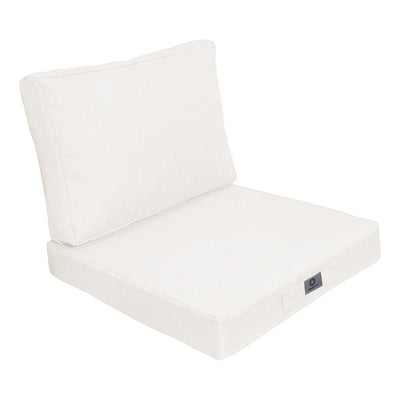 Coussins pour fauteuils et canapés en lin blanc cassé de 60x60 cm, déhoussables, pour assise et dossier.
