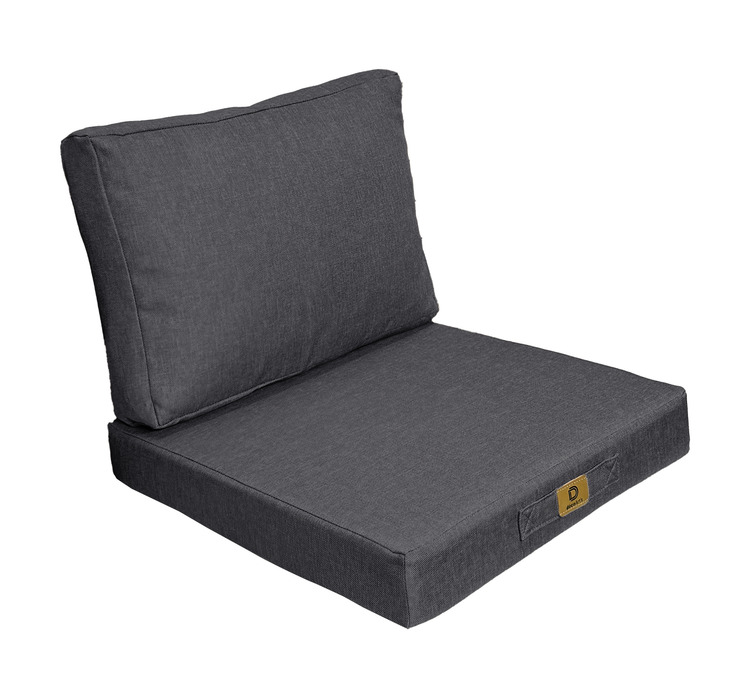 Coussins pour fauteuil effet lin déhoussable 60x60cm gris chiné - Deco-arts.fr