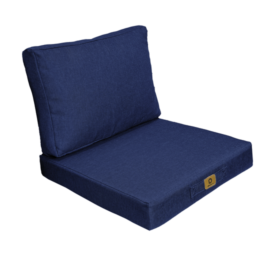 Coussins pour fauteuil effet lin déhoussable 60x60cm bleu indigo - Deco-arts.fr