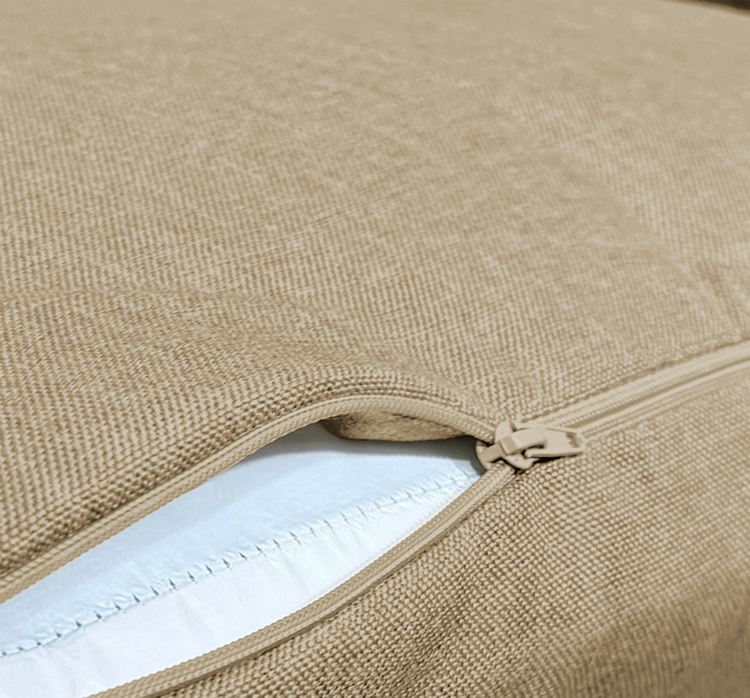 Coussins pour fauteuil effet lin déhoussable 60x60cm beige - Deco-arts.fr
