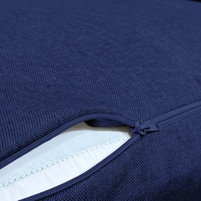 Coussins pour fauteuils et canapés Bleu Indigo 50x50 cm avec effet lin, déhoussables, pour assise et dossier.