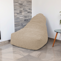 Fauteuil Pouf XXL 120x90 Beige - Tissu Sherpa & Mousse (Cocon Douceur)