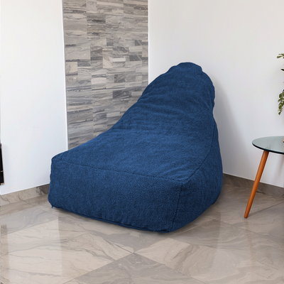 Pouf fauteuil XXL d'intérieur en tissu sherpa - 120x70x90 cm - Bleu pétrole - Deco-arts.fr