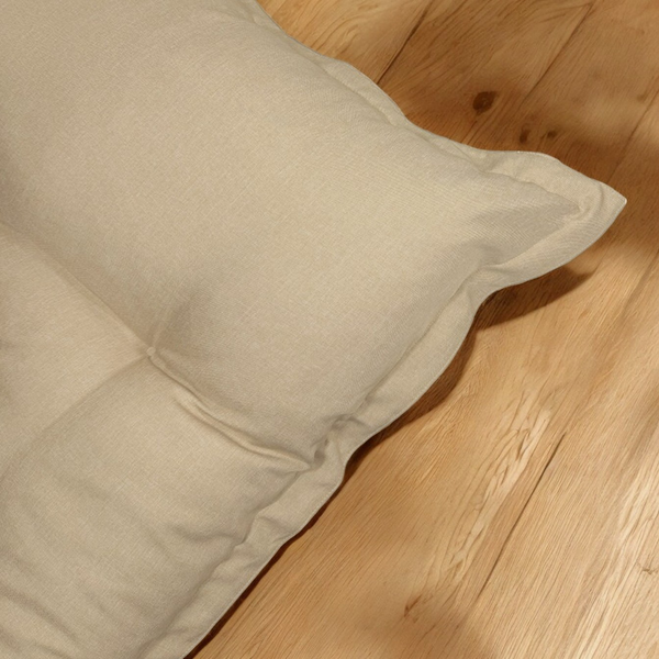 Coussin décoratif beige Futon de Sol XXL Effet Lin 195x100cm, épais 15cm, pour détente et lit d'appoint, Deco-arts.fr
