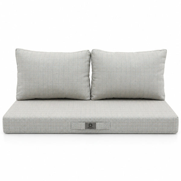 Ensemble Coussins Salon Jardin 120x60 Beige Chiné Turquoise – vue de face