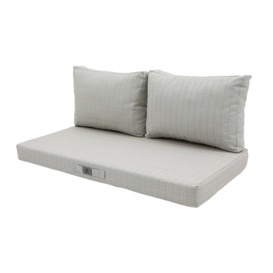 Coussins pour salon de jardin déhoussable 120x60cm Beige chiné turquoise - Deco-arts.fr