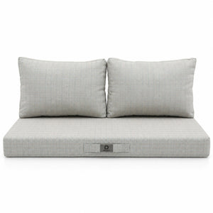 Ensemble Coussins Salon Jardin 100x50 Beige Chiné Turquoise - 1 Assise + 2 Dossiers (Premium 270g)