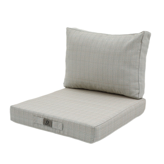 Coussins pour salon de jardin déhoussable 50x50cm Beige Chiné Turquoise - Deco-arts.fr