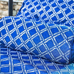 Deux coussins de chaise longue nautiques bleus avec traversins, anti-UV, pour bains de soleil, dimensions 195x60.