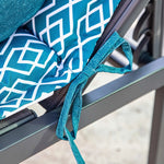 Lot de 2 coussins pour chaise longue et 2 traversins, motif géométrique vert turquoise, anti-UV pour bains de soleil.