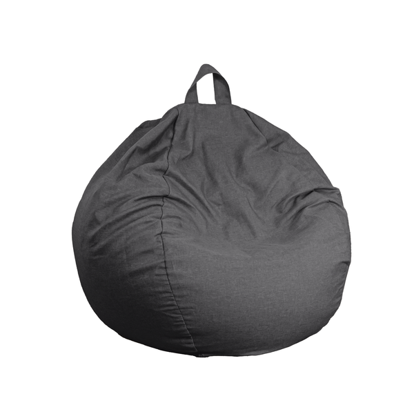 Pouf poire Géant XXL d'intérieur en tissu effet lin - 120x150 cm - Gris chiné - Deco-arts.fr