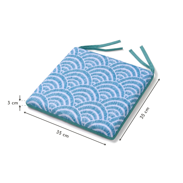 Galette de chaise 35x35 Motif Éventails Verts – dimensions 35 x 35 x 3 cm