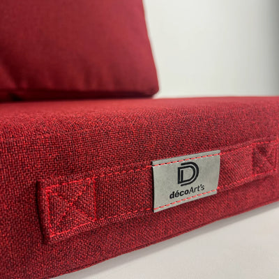 Ensemble Coussins Salon Jardin 120x60 Rouge Bordeaux - vue latérale