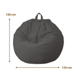 Pouf poire XL d'intérieur en tissu velours - 110x120 cm - Gris foncé - Deco-arts.fr