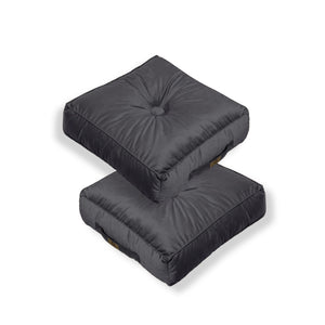 Lot de 2 Poufs Velours XL 54x54 Gris Foncé - Épais 18cm (Grand Confort)