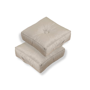 Lot de 2 Poufs Velours 40x40 Gris Clair - Épais 14cm (Coussin de Sol Intérieur)