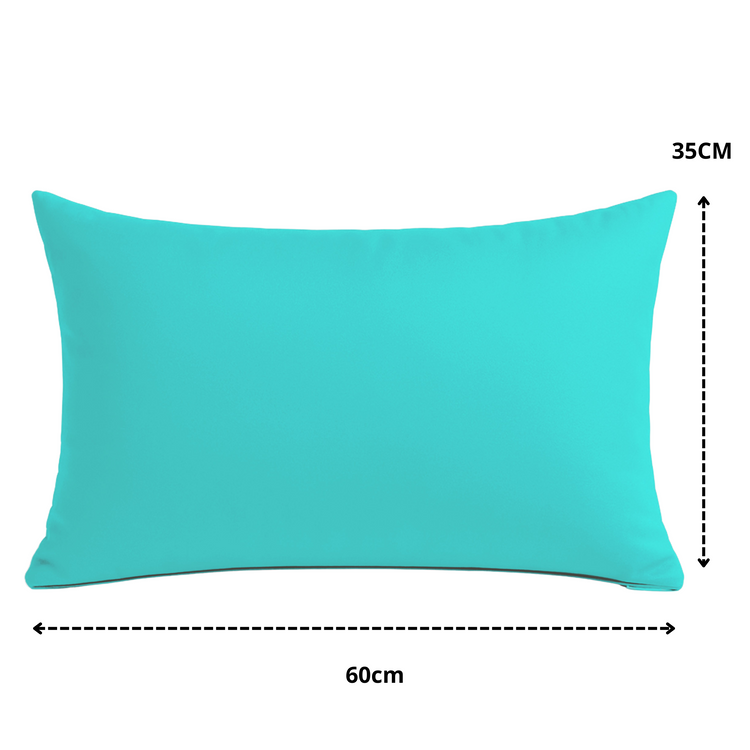 Coussin de décoration extérieur, déhoussable, lot de 2, 60x35cm - Bleu caraïbes - Deco-arts.fr
