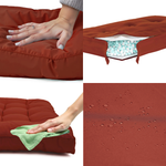 Ensemble de 3 coussins capitonnés terracotta pour banquette 100x50 cm, épais 15 cm, pour fauteuils et canapés.