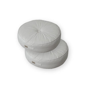 Lot de 2 Poufs Ronds Velours XL Ø60 Gris Clair - (Grand Confort & Poignée)