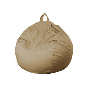 Pouf poire XL d'intérieur en tissu effet lin - 110x120 cm - Beige