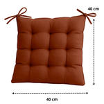 Coussins pour fauteuils et canapés Deco-arts.fr, lot de 4 galettes de chaise 40x40 cm en terracotta, déperlantes avec attaches.