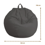 Pouf poire Géant XXL d'intérieur en tissu velours - 120x150 cm - Gris foncé - Deco-arts.fr