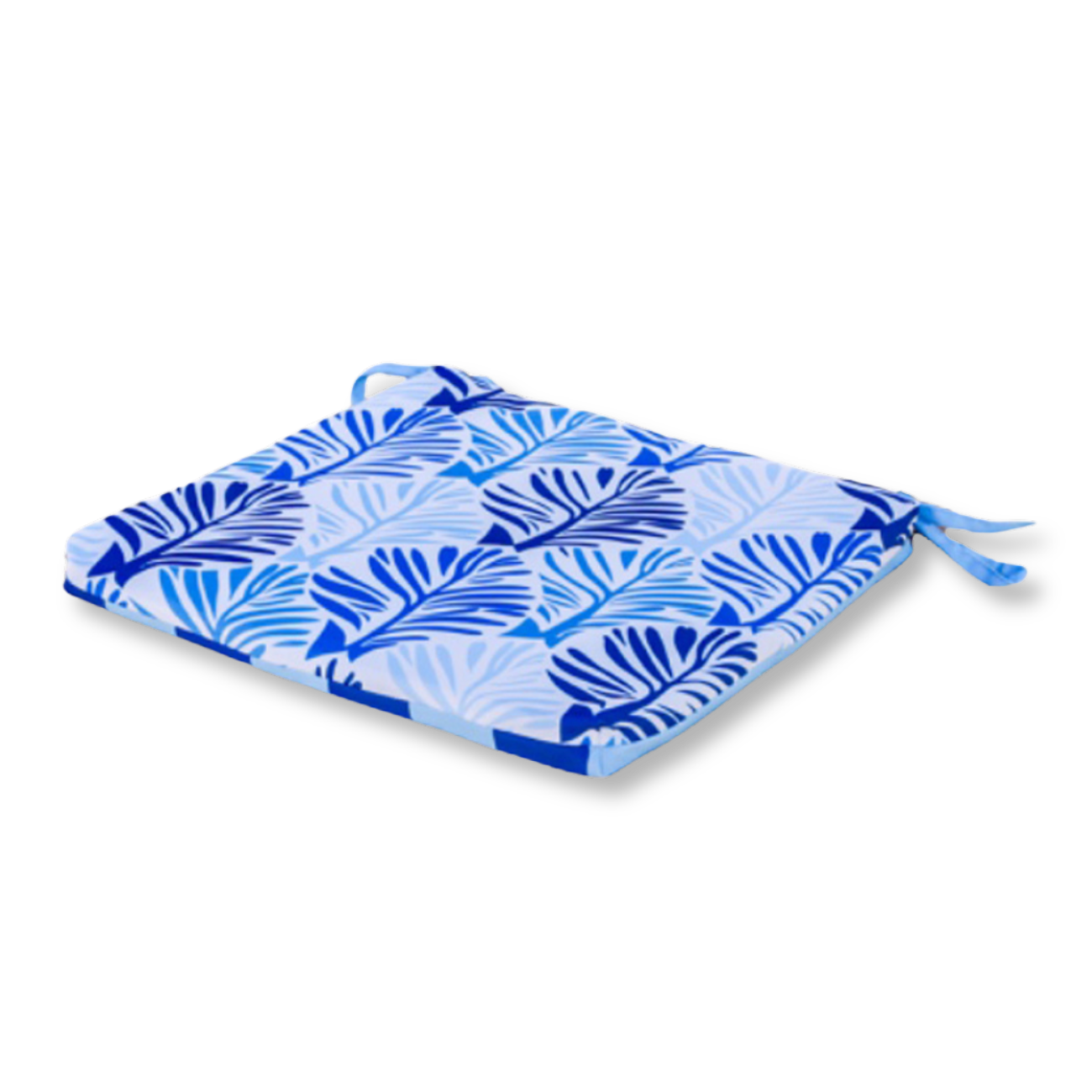 Lot de 4 Galettes de Chaise 35x35x3 cm motif feuillage Bleu - Deco-arts.fr