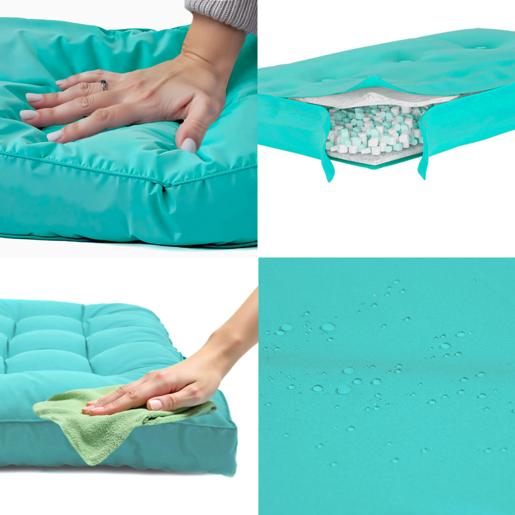Coussin bain de soleil 185 x55cm Bleu caraïbes - Deco-arts.fr