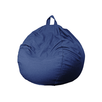 Pouf poire XL d'intérieur en tissu effet lin - 110x120 cm - Bleu indigo - Deco-arts.fr