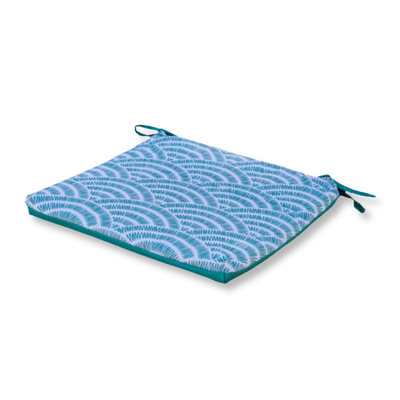 Lot de 4 Galettes de Chaise 35x35x3 cm motif Éventails Verts - Deco-arts.fr