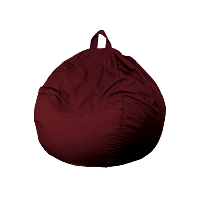 Pouf poire XL d'intérieur en tissu effet lin - 110x120 cm - Prune - Deco-arts.fr