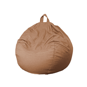 Pouf poire XL d'intérieur en tissu effet lin - 110x120 cm - Marron clair