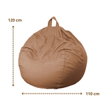 Pouf poire XL d'intérieur en tissu effet lin - 110x120 cm - Marron clair - Deco-arts.fr