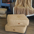 Pouf en velours 50 x 50 x 14 cm lot de 2 - crème - Deco-arts.fr