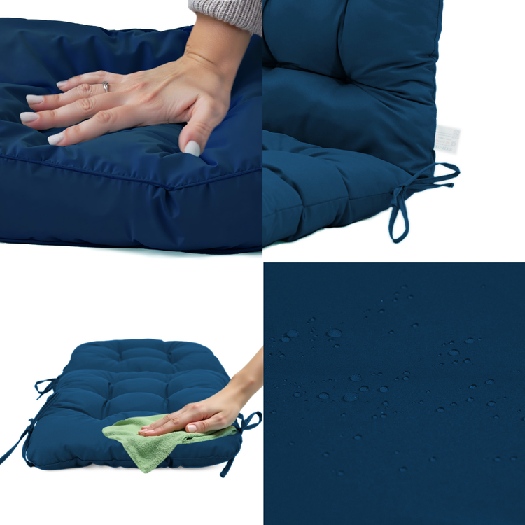 Coussin pour chaise avec dossier - Capitonné - 50x120x8cm - Bleu pétrole - Deco-arts.fr