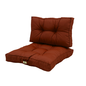 Ensemble Coussins Capitonné 50x50 Terracotta - Épais 15cm & Moelleux (Assise + Dossier)