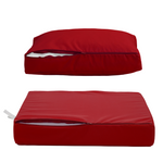 Ensemble de coussins de salon de jardin rouge 60x60 cm, déhoussables, anti-UV pour fauteuils et canapés.