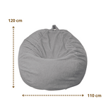 Pouf poire XL d'intérieur en tissu sherpa - 110x120 cm - Gris clair - Deco-arts.fr