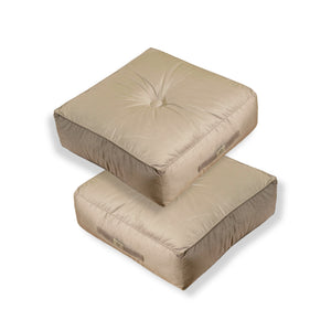 Lot de 2 Poufs Velours XL 54x54 Gris Clair - Épais 18cm (Grand Confort)