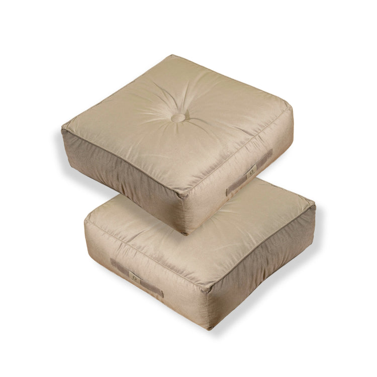 Pouf en velours 50 x 50 x 14 cm lot de 2 - gris clair - Deco-arts.fr