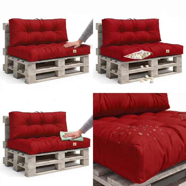 Ensemble Coussins Palette 120x80 Rouge Piment, imperméable
