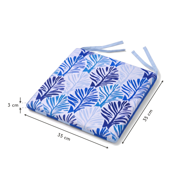 Cojín de silla 35x35 Motivo Follaje Azul – medidas 35 x 35 x 3 cm