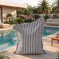 Pouf Géant XXL 180x140 Rayure Gris Foncé - Déhoussable & Anti-UV (Intérieur / Extérieur)