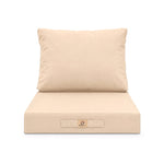 Ensemble Coussins Salon Jardin 50x50 Beige - Déhoussable & Anti-UV (Assise + Dossier)