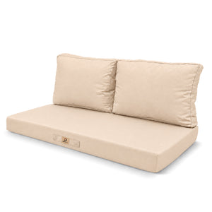Ensemble Coussins Salon Jardin 100x50 Beige - Déhoussable & Anti-UV (1 Assise + 2 Dossiers)